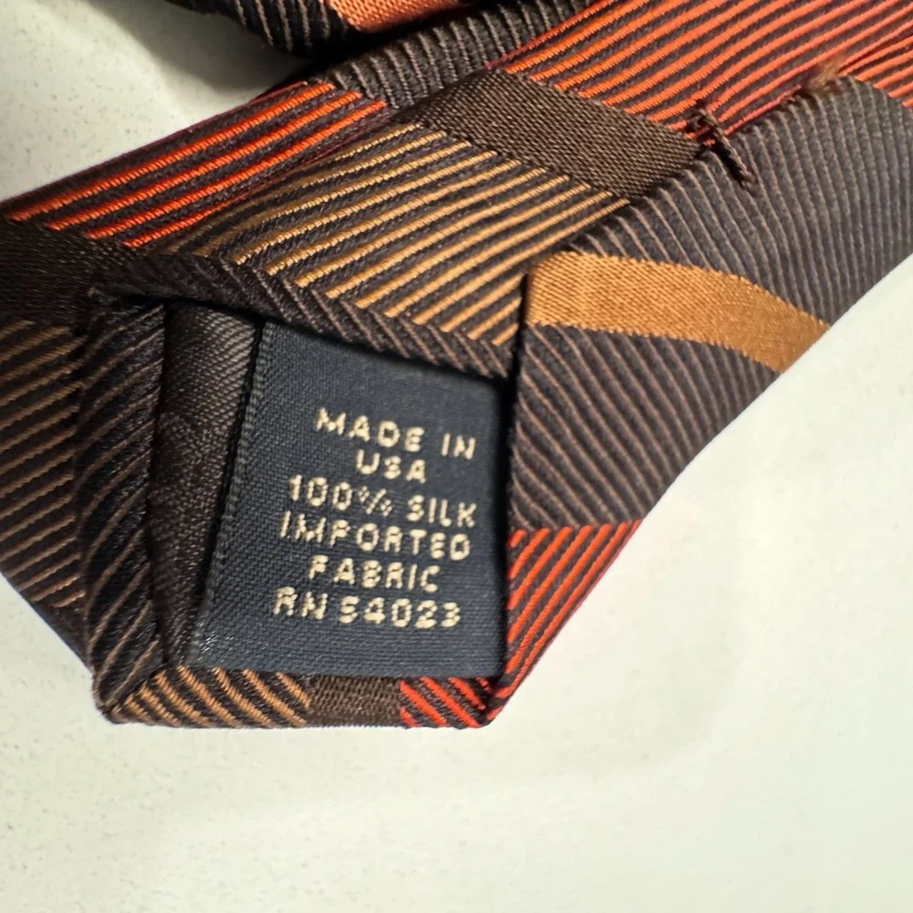 Banana Republic Tie Brown Red‎ Stripe Repp Necktie Old Money USA Made 100% Silk